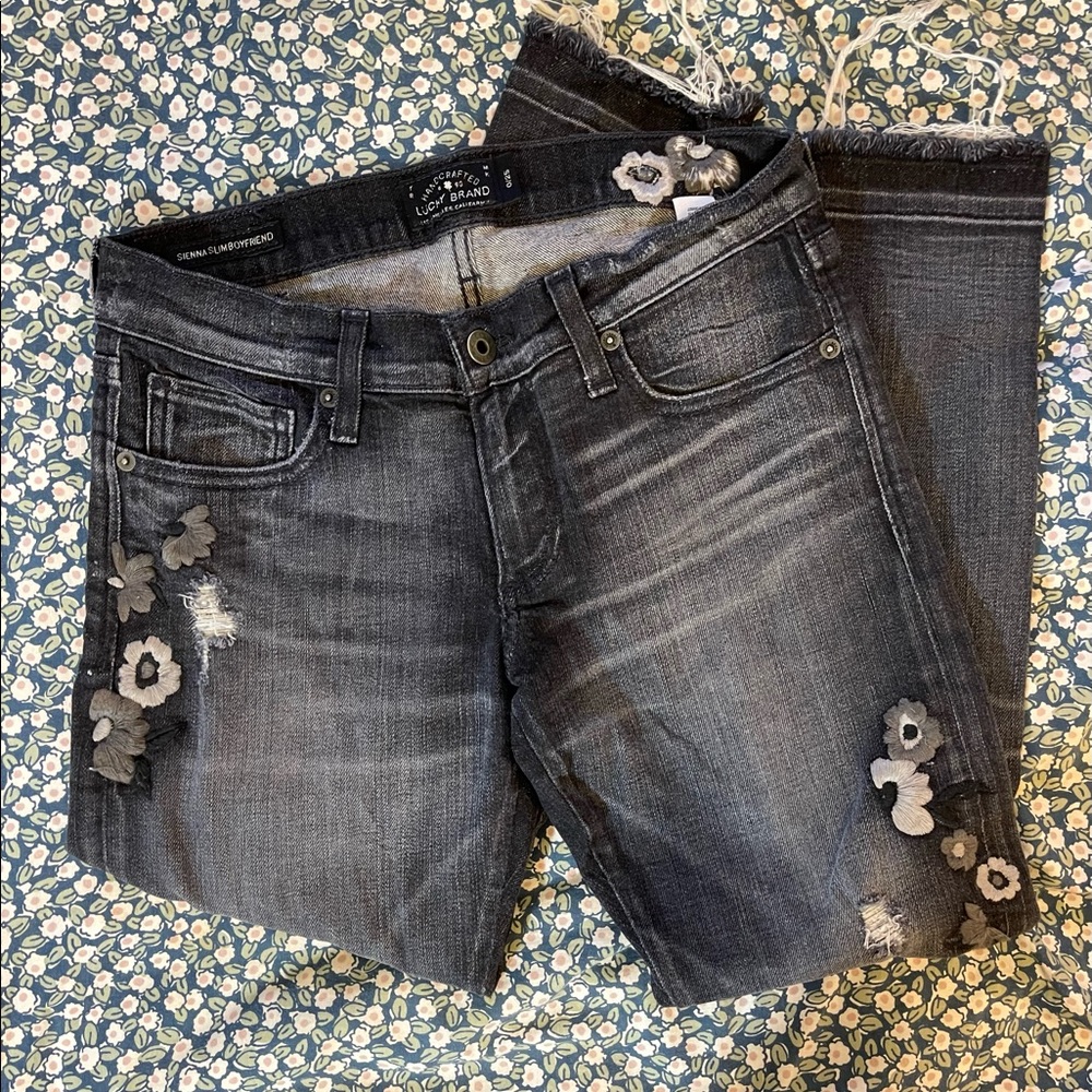 Lucky Brand Embroidered Sienna Slim Boyfriend Jeans